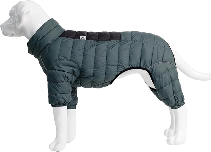 ArmyGreen Dog Jumper, Windproof, Reflective - Dirigible Winter Jacket for S, M, L - Zip, Adjustable Sizes