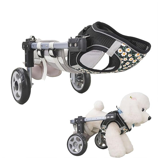 Dog Wheelchair for Back Legs，Adjustable Pets Cart Mobility Aids for Little Pets,Chest & Thigh Support,Suitable Small Medium Dogs (Two Rounds, XS)