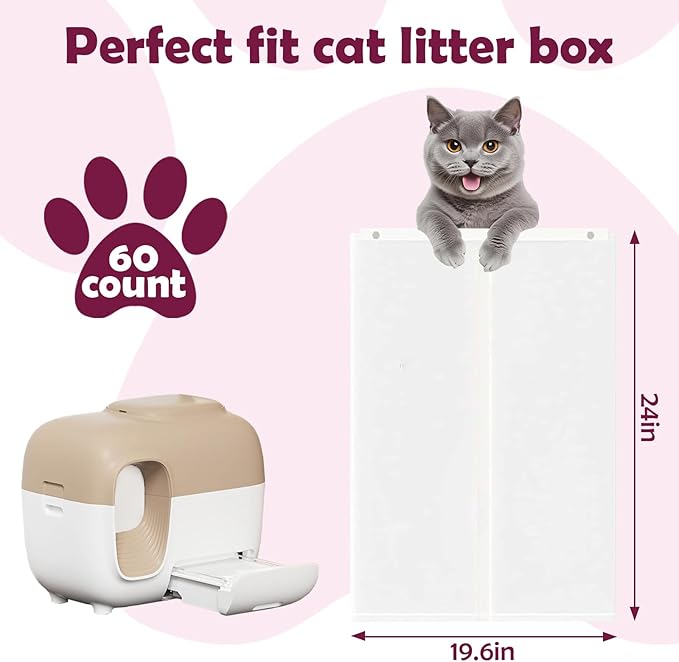Upgrade Cat Litter Box Liners Design Compatible with SNOW+ Litter Box,60 Pcs Self-Sealing Waste Drawer Bags for Automatic Cat Litter Box (60 Pcs)