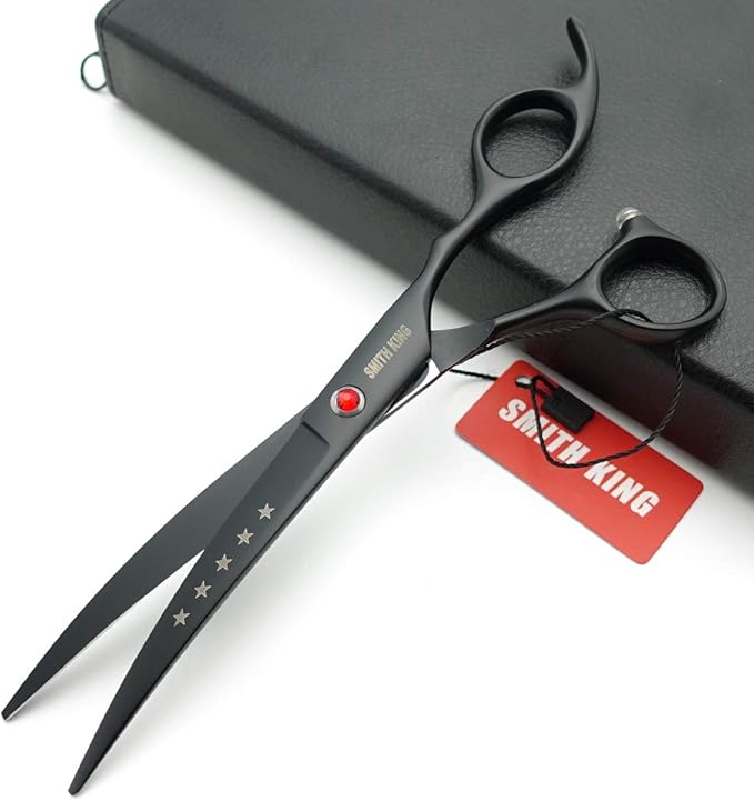 7.0in Professional Pet Grooming Scissors set,Straight & Thinning & Curved scissors 4pcs set for Dog grooming (Matt Black)