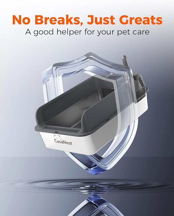 XXXL Stainless Steel Cat Litter Box with Lid 28.1''×20.5''× 10.1” Extra Large Metal Cat Litter Box for Big, Multi Cats, Anti-Leakage & Non-Stick Metal Pan, Easy to Clean, Durable (Black