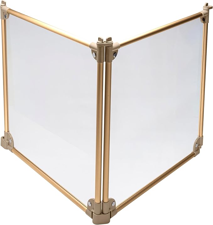 Front Row Foldable Dog Playpen – Durable and Portable Puppy Playpen for Exercise, Rest & Play – Clear Fence Panels with Aluminum Rods and Crate for Dogs and Other Small Pets (Gold, 2-Panel)