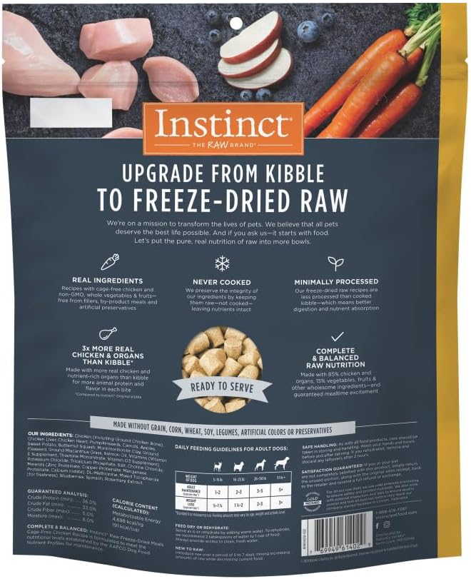 Instinct Freeze Dried Raw Meals, Natural Dry Dog Food, Grain Free - Cage Free Chicken, 25 oz. Bag