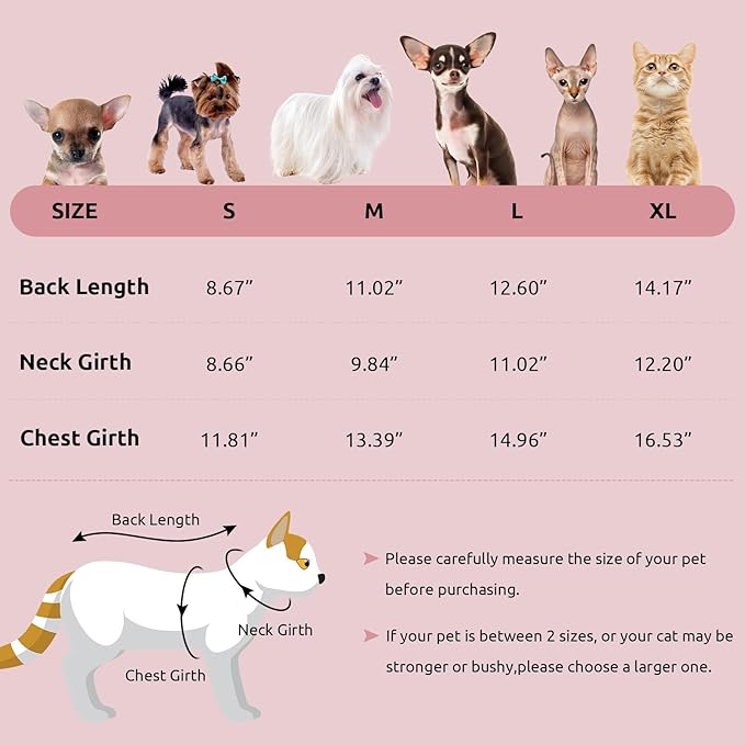 ASENKU Cat Sweater Soft Warm Puppy Clothes Knitwear for Kittens & Small Dogs, Thick Knitted Sweater for Sphynx Hairless Cats Teacup Chihuahua and Extra Small Dogs (Pink, M)