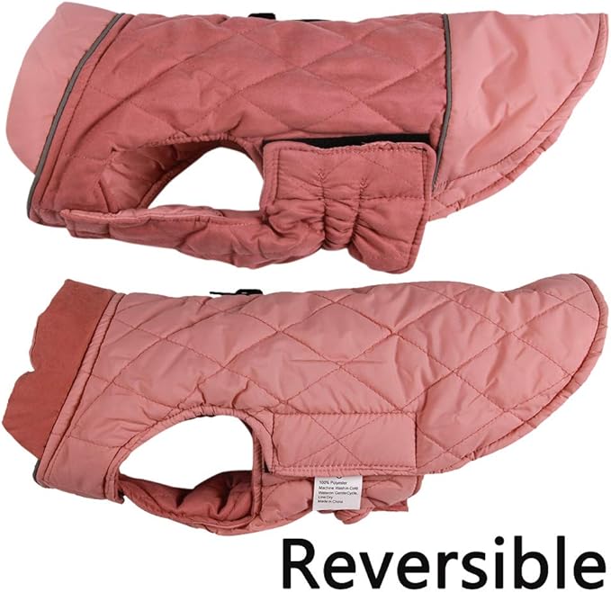 Reversible Dog Coats for Small Dogs Waterproof Warm Puppy Jacket for Cold Winter,Pink S
