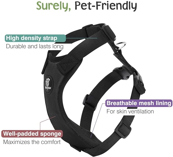 Dog Seat Belt, Safety Vest Dog Car Harness with Adjustable Buckle Dog Seat Belt for Vehicle Nylon Pet Safety Seat Belts Heavy Duty(M, Black)