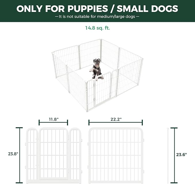 FXW Homeplus Unleashed Indoor Dog Playpen - Stress-Free and Safe Play, Heavy Duty 24 Inch 8 Panels with Playpen Camera Mount for Puppy and Small Dogs, White│Patented