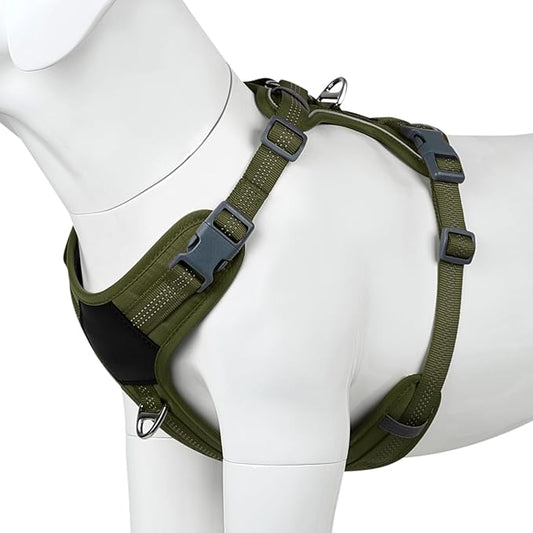 Plutus Pet No Pull Dog Harness, Release at Neck, Soft Padded, Reflective Adjustable Dog Vest Harness for Small, Medium, Large Dogs(Ranger Green, XS)
