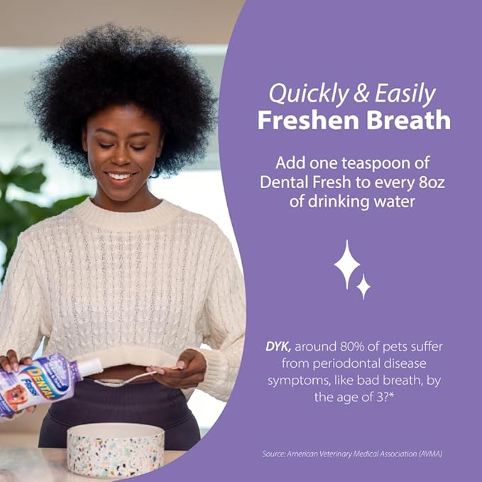 Dental Fresh Advanced Plaque and Tartar Water Additive, 32oz – Dog Teeth Cleaning Formula to Freshen Breath and Improve Cat & Dog Dental Care