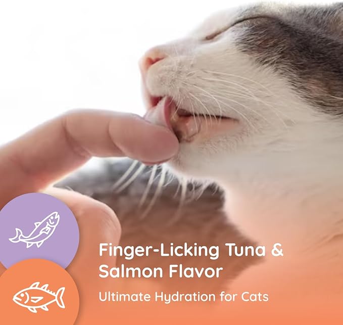 Cat Hydration Electrolyte and Cat Joint Supplement | Hydration Support for Cats w/Glucosamine, Chondroitin, L-Glutamine, Taurine, Lysine & Prebiotics | Tuna & Salmon | 8 Packets