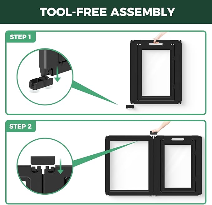 FXW AuraSpace Acrylic Indoor Dog Playpen for Small and Medium Dogs, 30 Inch, 8 Panels, Black