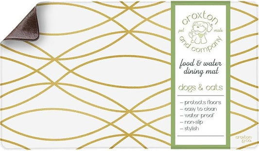 Large Dog Food Mat, Waterproof Pet Bowl Mat for Food and Water, Durable Nonslip, 16.5" x 28"