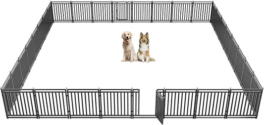 Dog Playpen Metal Dog Fence Outdoor for Yard 32" Height 32 Panels Portable Dog Pen Pet Kennel for RV Camping(Black-Silver)