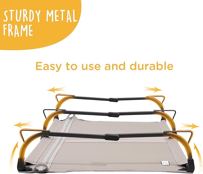 Daisy Cot, Medium Foldable Elevated Dog Bed, Portable Raised Outdoor Folding Dog Cot, Cooling, Chew Proof, Waterproof, Heavy Duty Up to 160 lbs for Camping/Home, Brown, 32"x 19"x6"