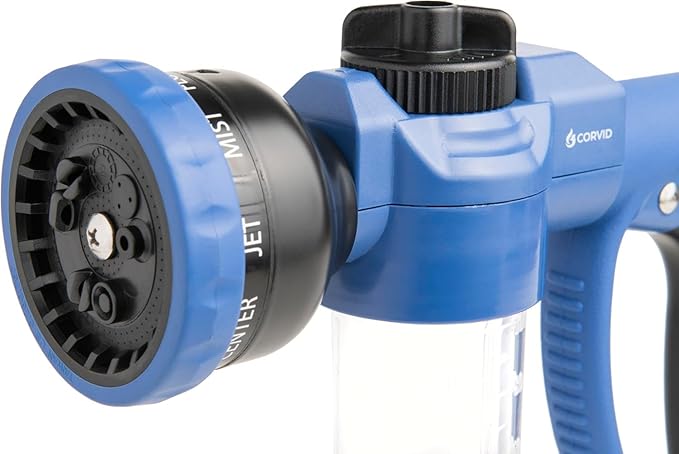 3-Pack Corvid Adjustable Nozzle with Soap Dispenser, 8-Pattern Spray Hose Nozzle for Cleaning Cars, House, and Pets - Lightweight Plastic Design