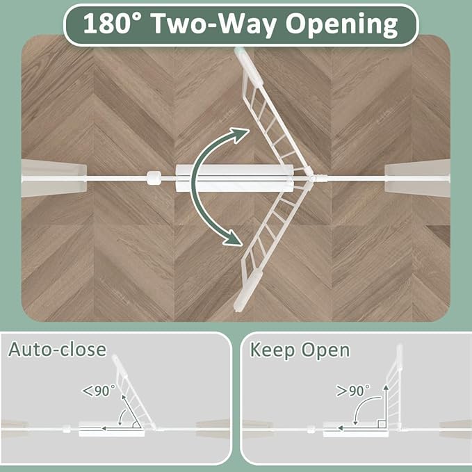 TSAYAWA Extra Wide Baby Safety Gate 29.6-33.8Inch Auto Close Child Gates, Pressure Mounted Gate for Stairs & Doorways, Indoor/Outdoor Heavy-Duty Pet Gate for Toddlers, Dogs, White