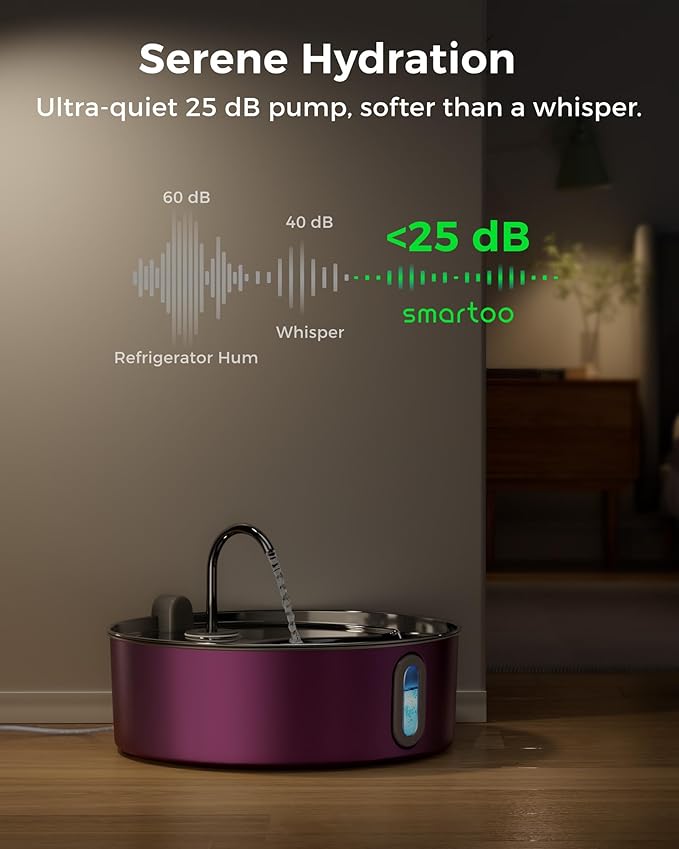 Dog Water Fountain for Large Dogs 7L/236oz Stainless Steel Dog Water Bowl Dispenser Automatic Pet Water Fountain, Multi-Filtration Pet Fountain with Ultra-Quiet Pump (Pink)