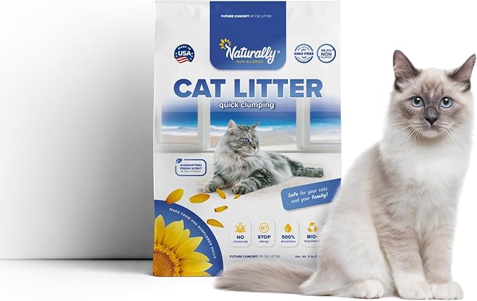 Cat Litter, Quick Clumping, 11 lb, 100% Natural Sunflower Hulls, Sunflower Scent (Pack of 1)