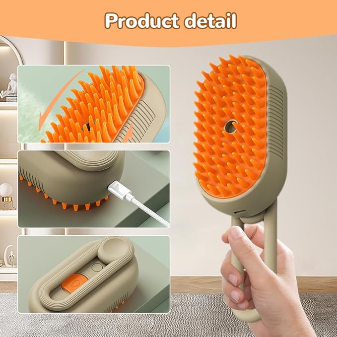 2025 New Cat Steam Brush, 3 in 1 Pet Steam Groomer Comb, Rechargeable Pet Steam Groomer Brush for Massaging and Cleaning Shedding Pets Hair, Anti-Static Hair Removal Comb for Cats Dogs (White)
