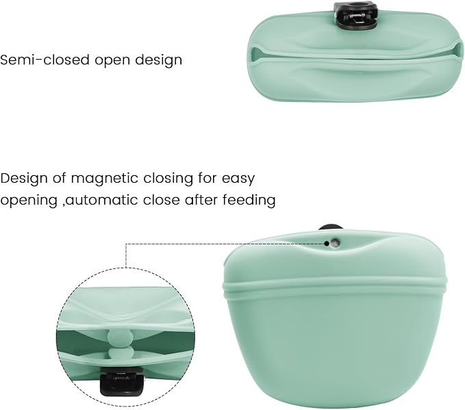 AUDWUD Silicone Dog Treat Pouch,with Dog Training Clicker,Clip on Portable Training Container,Convenient Magnetic Buckle Closing and Waist Clip