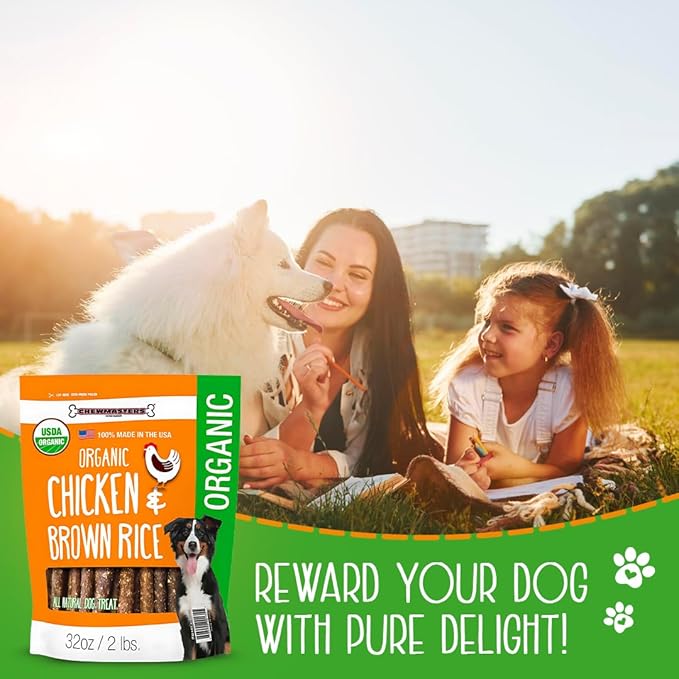 Organic Chicken & Brown Rice Dog Treats, 2 Pound Bag, 100% Organic, Made in The USA, Corn, Soy & Wheat Free, No by-Products, Real Meat Dog Treat