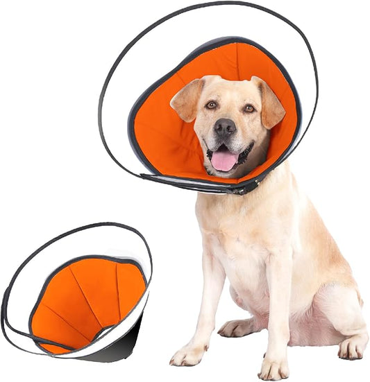 Pet Dog Cone Collar to Stop Licking, Soft Comfy Cones for Large Medium Small Dogs After Surgery, Cone of Shame for Dogs Head Neck Elizabethan Collar-Orange-XL