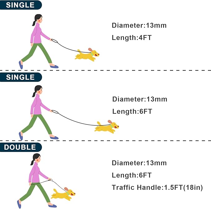 Rope Dog Leash, 6 Foot Heavy Duty Dog Leash with Aviation Aluminum Auto Locking Carabiner, Strong Nylon Pet Lead for Small, Medium, Large Dogs (Navy Blue, 6FT)