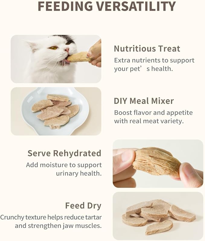 Freeze-Dried Duck Breast Treat for Small Dog & Cat, Natural Single Ingredient Cats Dogs Dry Food, Dehydrated Whole Cut Pet Raw Treats for Healthy Skin & Coat (2.5 oz)