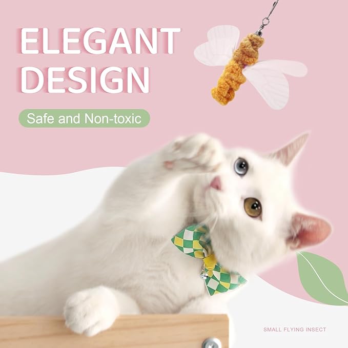 SONGWAY Insect Cat Toy Refills - 12 Pieces Bee Cat Teaser Toys, Cat Toy Wand Attachments, Cat Insect Toy, Wool Cat Toys, Interactive Cat Toys for Indoor Cats