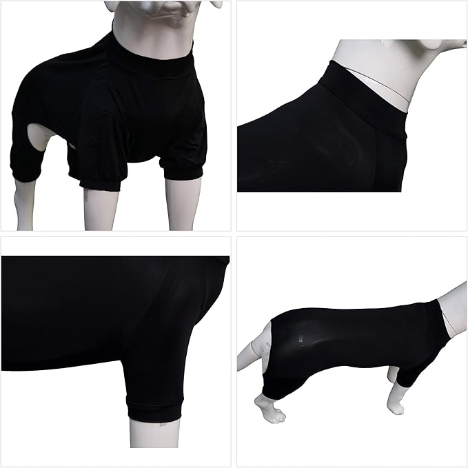LoveLongLong Dog Jumpsuit with UV Protection and Quick-Dry Fabric for Spring Summer Pet Pajamas Black S