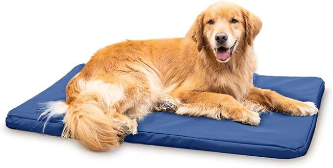 K9 Ballistics Tough Ripstop Orthopedic Crate Bed - Durable Kennel Pad with Washable Cover for Large Dogs, 41 x 27 fits 42” Wire Crate, Blue Quartz