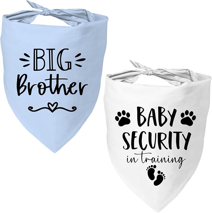 Big Sister&Baby Security in Training Dog Bandana, Dog Bandanas for Dogs Pet Accessories for Dogs Lovers Pregnancy Reveal Ideas, Soft Triangle Scarf for Small Medium Large Dogs (Big Brother Blue)