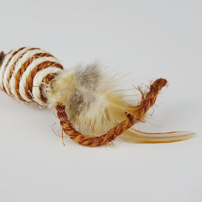 TTcat Cat Toys Set with Sisal Rope & Feathers Ball and Mouse - 2 Pack, Interactive Toys for Indoor Cats,Kittens
