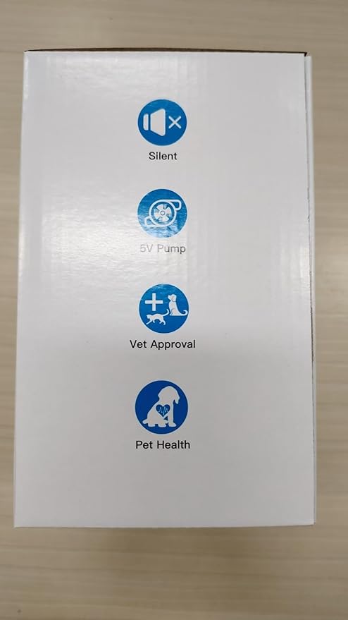 Cat Water Fountain + 6 Filters + 3 Sponges, Pet Water Fountain with Ultra Silent Pump, Activated Carbon Filter Keep The Water Clean, 2.2L Capacity, Faucet Design, Anti Sputtering