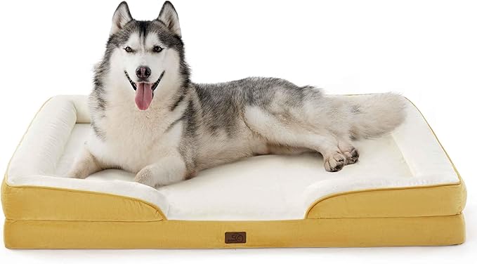 Bedsure XXL Orthopedic Dog Bed for Extra Large Dogs - Washable Giant Dog Cat Bed Waterproof, Comfort Dogs Couch Sofa with Washable Removable Cover, Pet Bed with Nonskid Bottom, Spicy Mustard, 52"