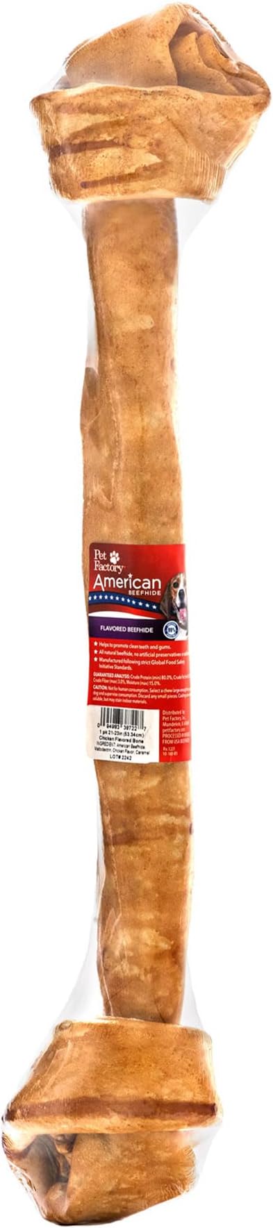 Pet Factory American Beefhide 21" Knotted Bone Dog Chew Treat - Chicken Flavor, 1 Count/1 Pack