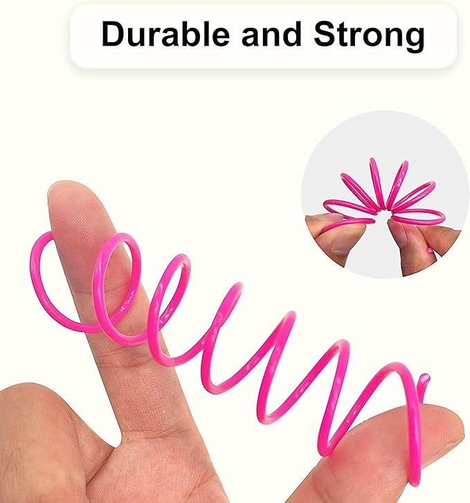 AGYM Colorful Plastic Spring Cat Toys, 24 Pack Spiral Springs for Indoor Cats to Swat, Bite, Hunt, Interactive Toys for Cats and Kittens