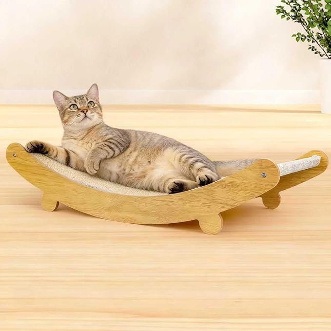 Multi - Functional Wooden Cat Scratcher Bed & Lounge: Durable Sisal Scratching Post for Indoor Cats, All - in - One Furniture Protector with Comfortable Napping Space