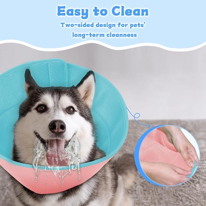 Soft Dog Cone Recovery Collars & Cones After Surgery for Medium Large Dogs, Comfy Ecollars to Stop Licking, Adjustable, Dog Ecollars for Recovery Plastic: Superior Support Fabric: Soft Comfort, XL
