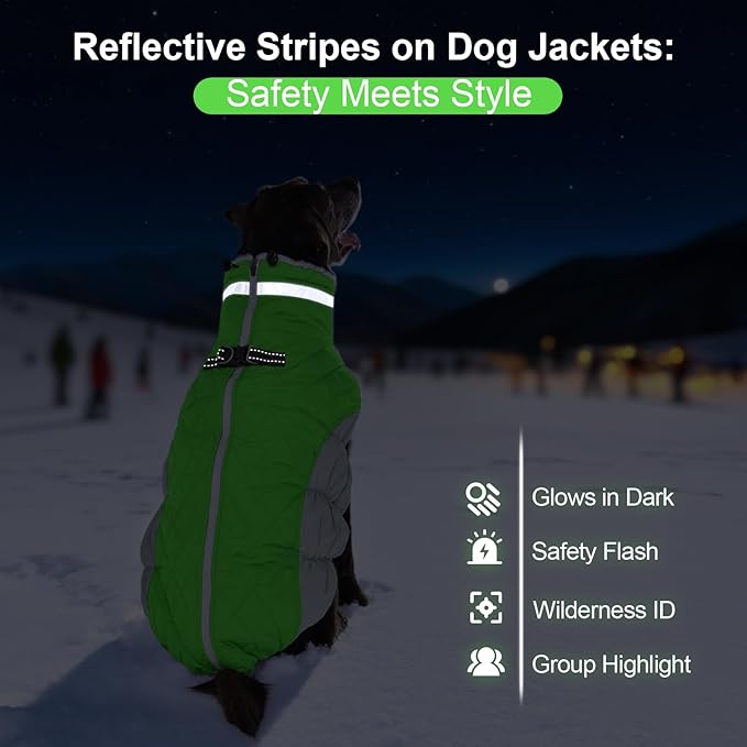 Warm Dog Jackets for Large Dogs, Waterproof Dog Coat with Harness Built in, Zipper Clousure, Fleece Lining for Cold Weather Outdoor Walks, Pet Snowsuit for Shiba Inu, French Bulldog - L