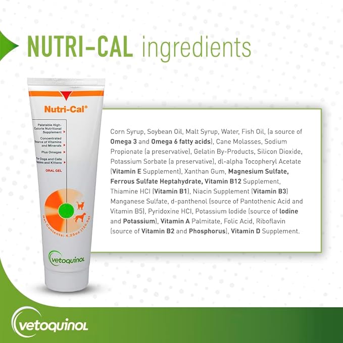 Vetoquinol Nutri-Cal 4.25 Oz - High Calorie Supplement for Cats and Dogs - Pack of 2