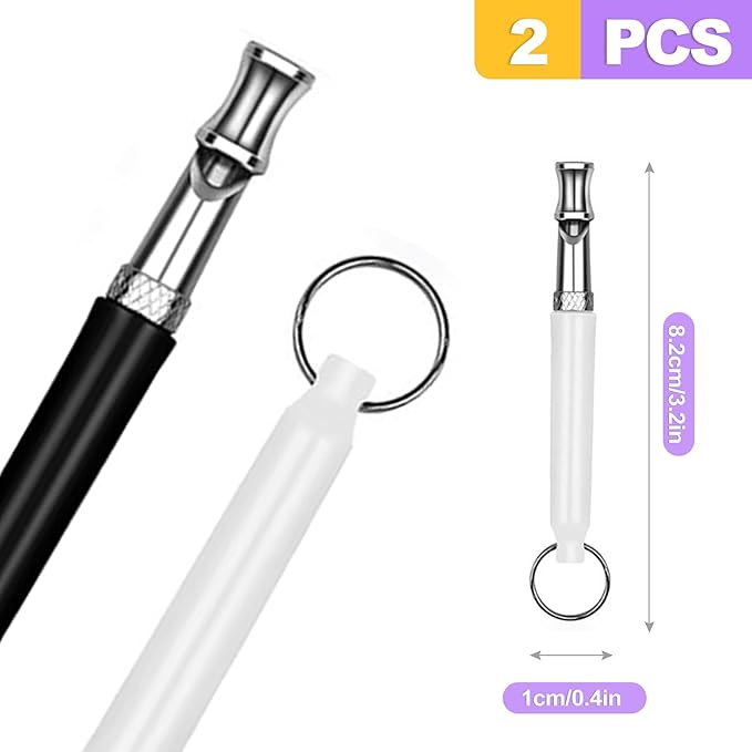 2 Pack Dog Whistle for Barking Control & Recall Training - Adjustable Ultrasonic Silent Whistle with Lanyard for All Dogs, Professional Pet Whistle Neighbor Dog Solution & Deaf Pet Aid