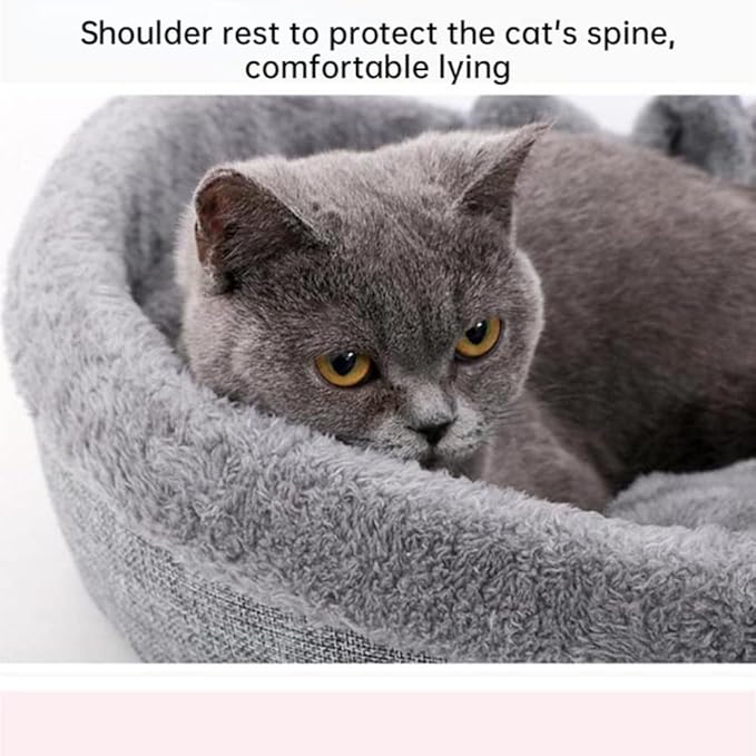 Cute Cat Bed Heart-Shaped Nest - Cotton Fleece Warm Soft Cat & Dog Bed for Winter (L, Pink)