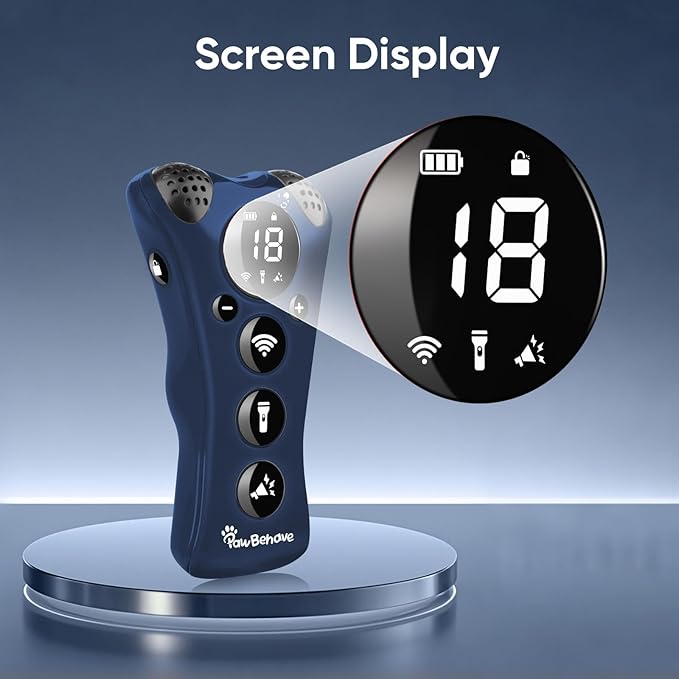 Ultrasonic Dog Bark Deterrent Device –10-Level Adjustable Anti Barking Trainer with Flashlight, Strobe, E-Clicker(18 Whistle Sounds)–No Shock, Collar-Free Dog Behavior Correction Devices