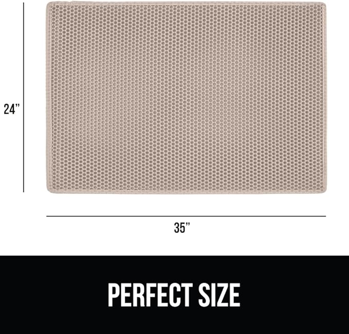 GORILLA GRIP Honeycomb Cat Litter Box Mat, 35x24 Two Layer Trapping Waste Mats, Soft On Paws, Litter Box Supplies and Essentials for Indoor Cats, Traps Excess, Water Resistant for Floors, Beige