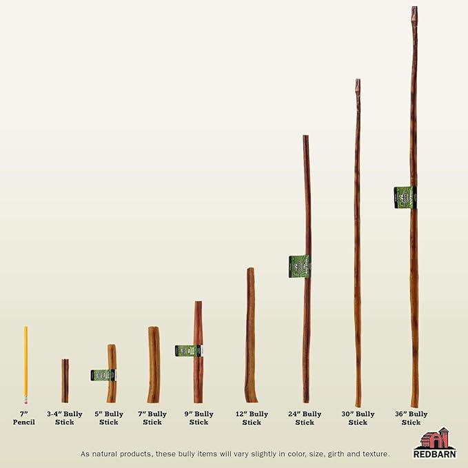 Redbarn Pet Products 7" Bully Sticks for Dogs, 3-Count, Pack of 9