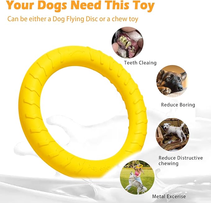 XL Large Indestructible Dog Toys, Dog Chew Toys for Aggressive Chewers,Flying Discs for Medium/Large Breeds. Floating Dog Ring Toys for Throwing, Catching, Grabbing. (12 Inch)