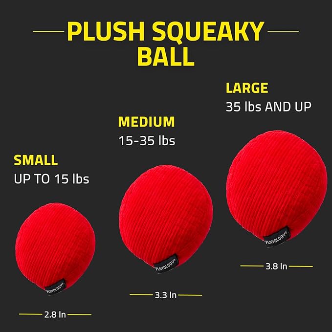 Playology Dog Toys | Squeaky Plush Toy Ball for Dogs | Medium Beef Scented Toy - Easy to Clean and Made from Non Toxic Materials