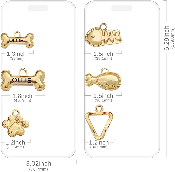 Dogs Tag Stylish Personalized Double Sided Deep Engraved Cat & Dog Tags Engraved for Pets Bone Balloon Shape Brass