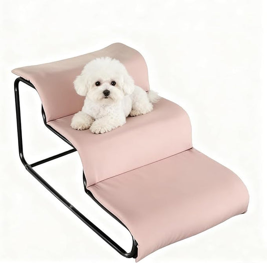 3-Step Pet Stairs with Soft Cushions for Small & Medium Pets Easy Climbing to Bed, Chair, Sofa, Windowsill Sturdy & Safe Design (Pet Stairs Only)